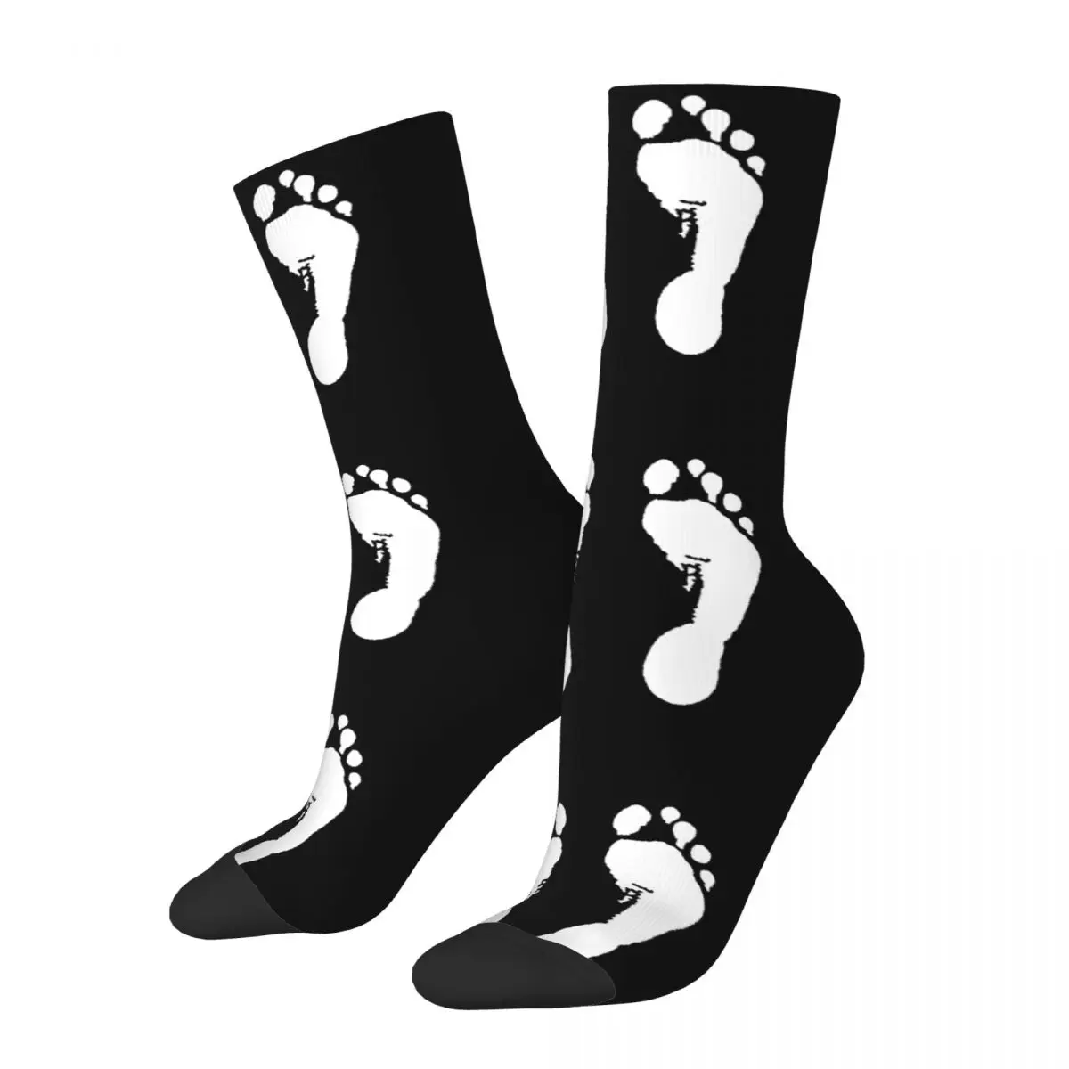 

Hip Hop Vintage Barefoot White Crazy Men's Socks Unisex Footprint Wipe Feet Street Style Seamless Printed Crew Sock Boys Gift