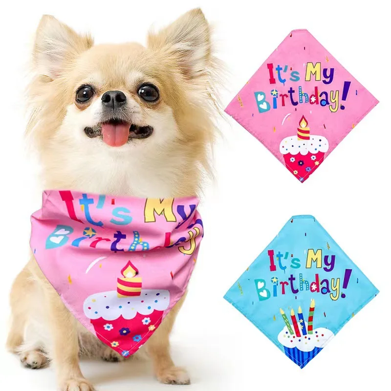 

Pet Dogs Bandana Cute Cat Puppy Birthday Triangular Bibs Scarf Collar Christmas New Year Decoration Pets Accessory Party Supply