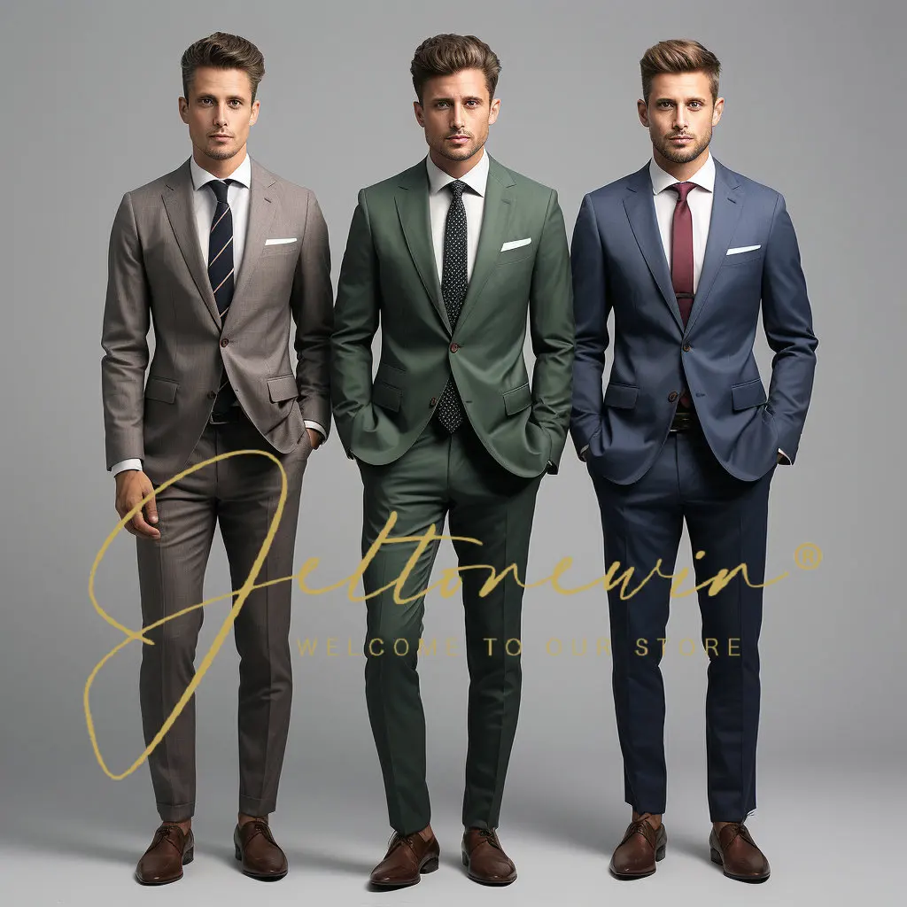 (Блейзер + брюки) мужской повседневный облегающий Элегантный комплект из 2