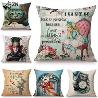 alice in wonderland throw pillow cover rabbit girl linen cushion covers for living room interior for home decor 40x40 45x45 cm
