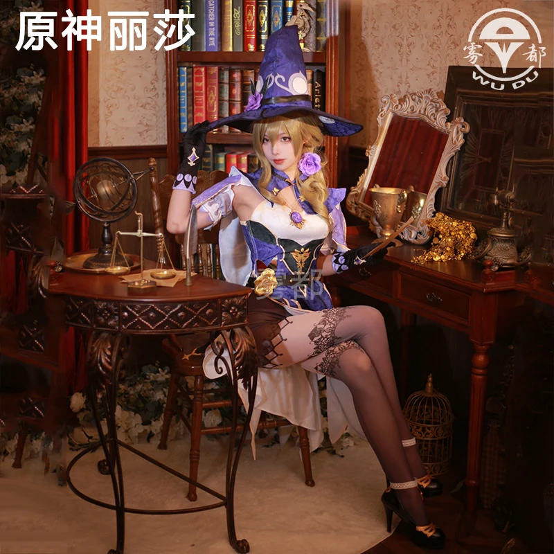 

Lisa Cosplay Costume Genshin Impact Adult Carnival Uniform Wig Anime Halloween Costumes Women Game Girlfriends Gifts