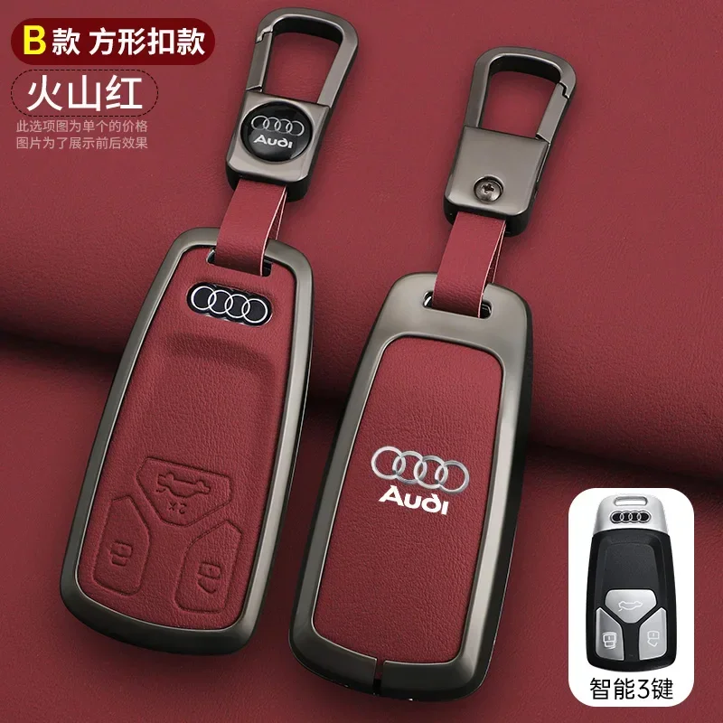 

Кожаный чехол для дистанционного ключа из цинкового сплава для Audi A4 A4L Q5 Q5L A3 Q7 TT TTS 8S B9 2023 2024, брелок для ключей, автоаксессуары