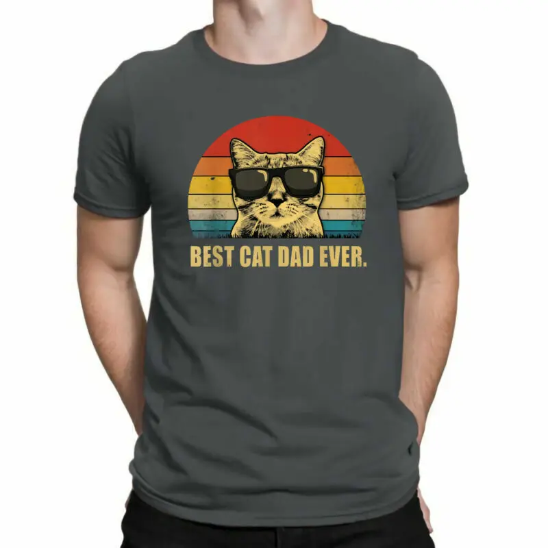 

Best Cat Dad Ever Sunglasses Vintage Version Men'S Black T-Shirt Cotton Tee Gift