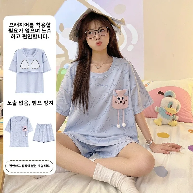 Женская пижама Дятел лето 2025 новинка с короткими рукавами студенческая можно