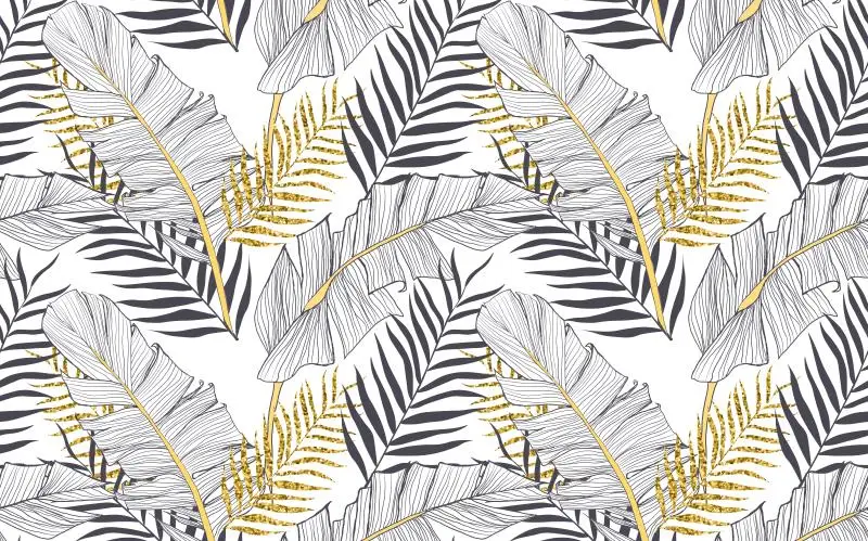

Шелковые обои Beibehang современные черно-белые с тропическим лесом