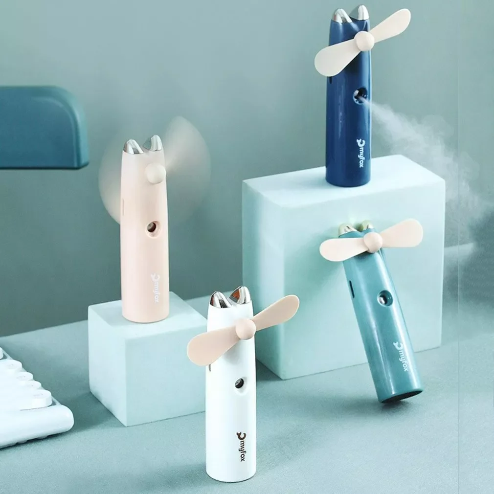 

Small Fan Hygrometer Handheld Fan Creative Student Dormitory Desktop Mini Water Spray Fan For Humidification