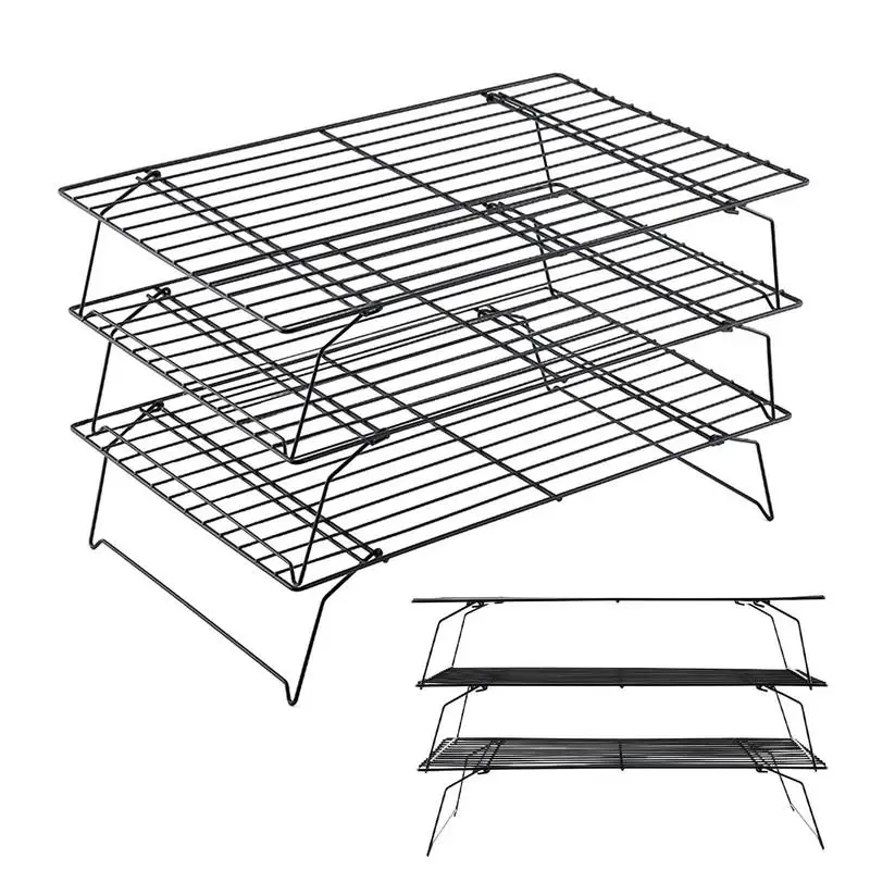 

3 Tiers Wire Cooling Rack For Baking And Cooking Stackable Non-stick Cooling Racks For Cookie Bread Biscuit Baking Supplies