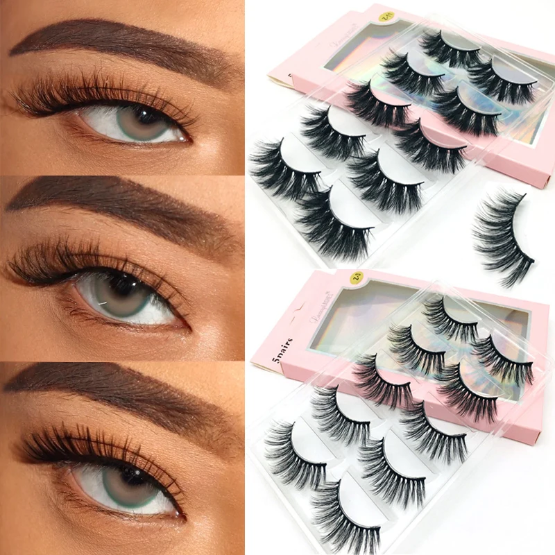 

3D Fake Mink Hair False Eyelashes Natural Long Eye Lashes Handmade Thick Crisscross Eyelashes Extension Eye Makeup Tools 5 Pairs