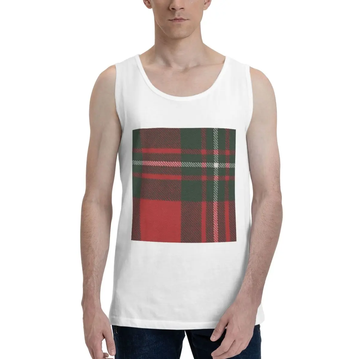 Фото Мужская толстовка без рукавов MacGregor Modern Scottish Tartan из 100% хлопка, майка, футболка, мужская одежда без рукавов №1