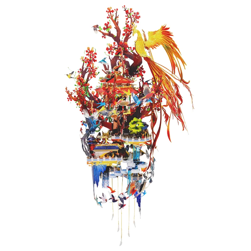 

Художественная модель, 3D пазл из нержавеющей стали, сто птиц, Chaofeng, сборная модель, набор для взрослых, «сделай сам», 19x11x29 см