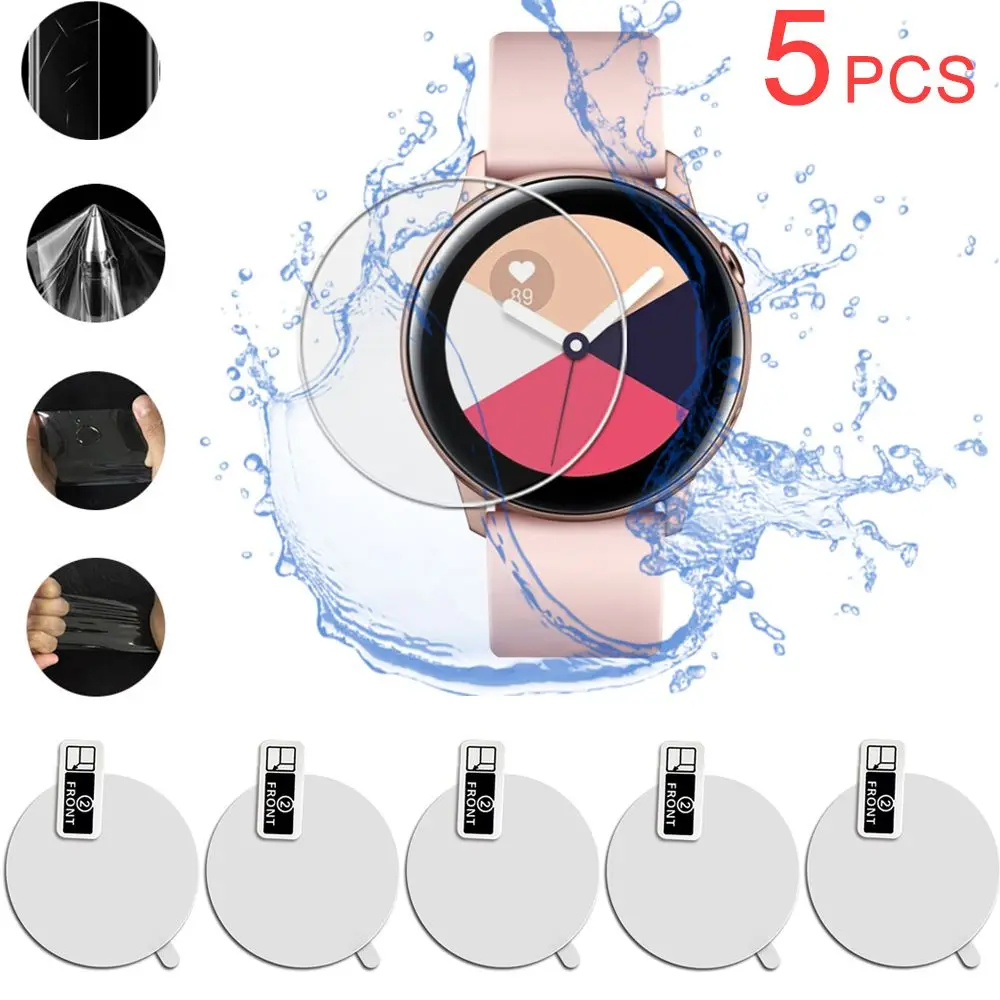 

5 Pcs New Full Coverage Smart Watch Soft Anti-Scratch TPU Film Cover Screen Protector For Samsung Galaxy Watch Active