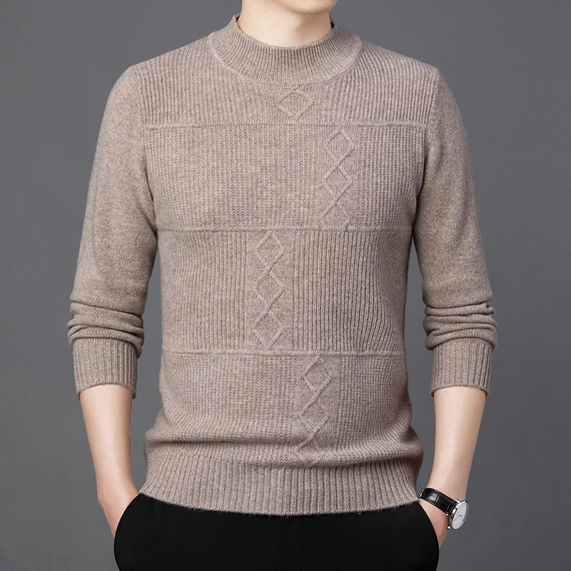 

Autumn Men's Sweater 2023 and Winter New Long-Sleeved Wool Sweater Korean Style Casual Thickening Half-Collar Wool Sweater
