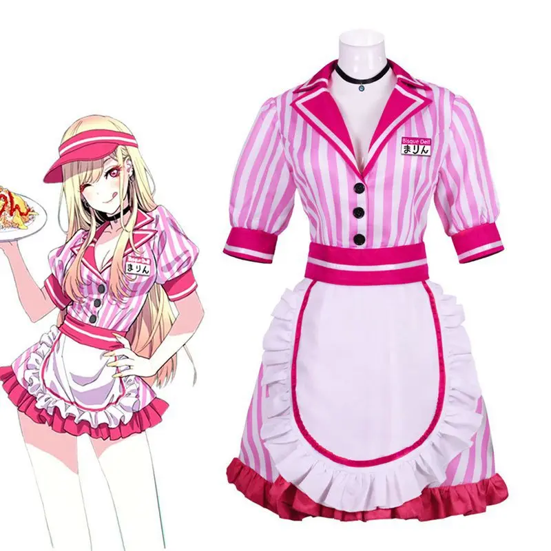 

My Dress-Up Darling Kitagawa Marin Cosplay Maid Dress Women Waiter Uniform Costume Outfit Suit for Halloween Carnival Party