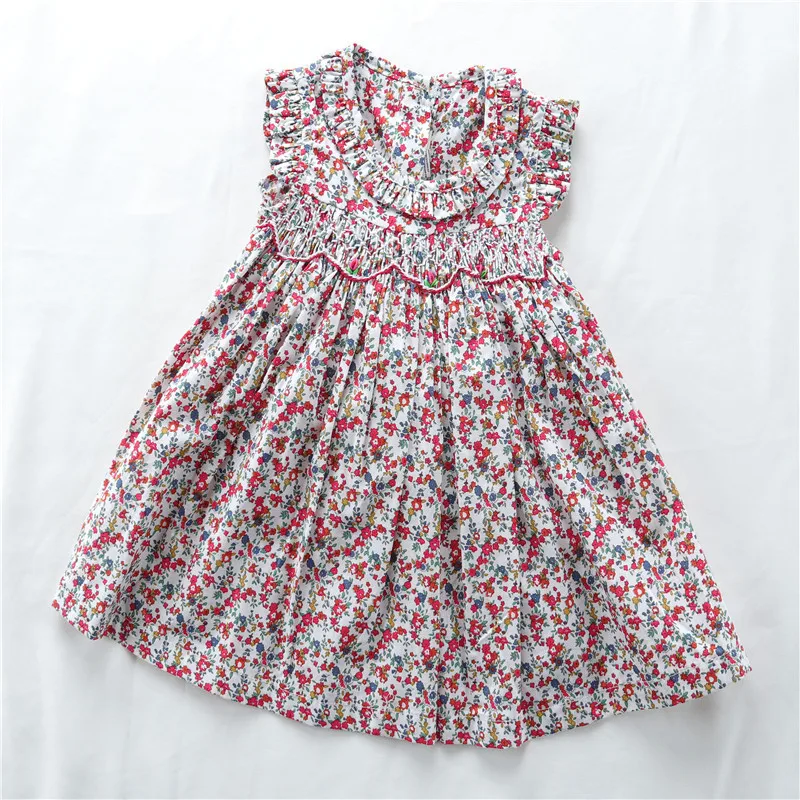 Spring Summer Baby Girl Smocked Vintage Dress Newborn Print Floral Dresses Infant Princess Party For Toddle 1-5Years | Детская одежда и