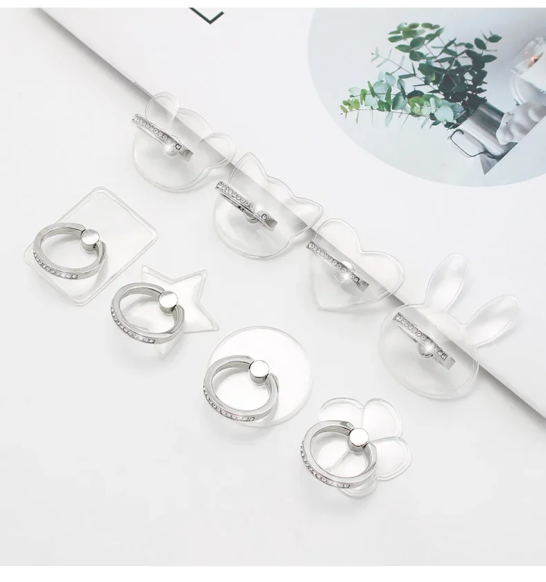 Кольцевой держатель для телефона со сверлом прозрачный в виде кошки IPhone 12 11 XS 8