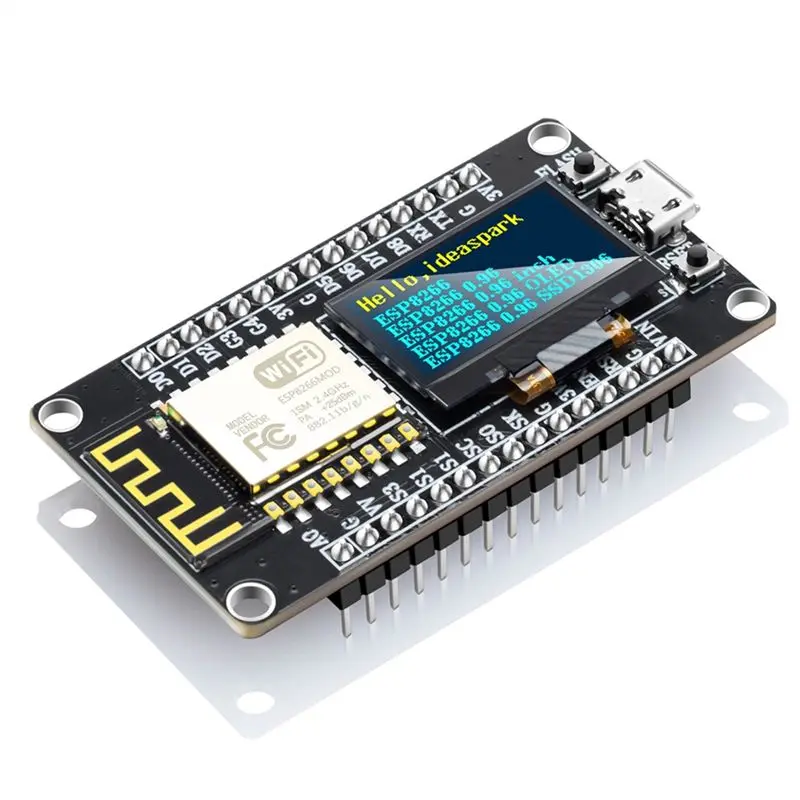 Фото Плата разработки NodeMCU 828SALE с 0,96-дюймовым OLED-дисплеем, модулем WiFi CH340 ESP-12E и разъемом Micro-USB для Micropython. №2