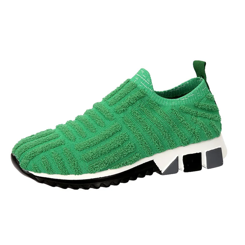 Green Summer New Women Shoes Plus Size 35-45 Flat Running Sneakers Casual Shoes Breathable Slip on Designer Ladies Loafers Shoes