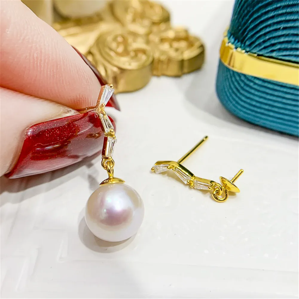

S925 Sterling Silver Pearl Beads Stud Earrings Setting Base Diy Jewelry Making Findings&amp Components