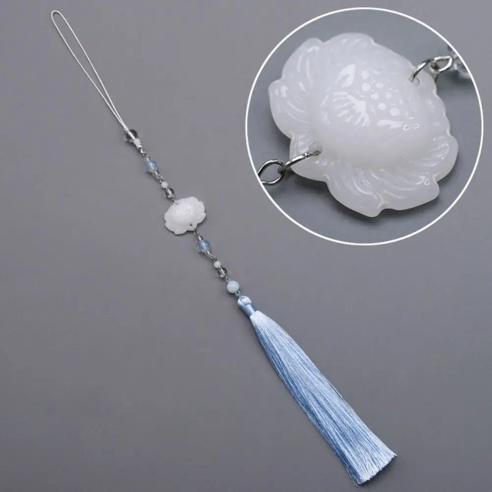 

Подвеска с имитацией нефрита, подвеска с имитацией Нефритового лотоса, классические бусины, подвеска с кисточкой ханьфу, аксессуары ханьфу в китайском стиле, брелок