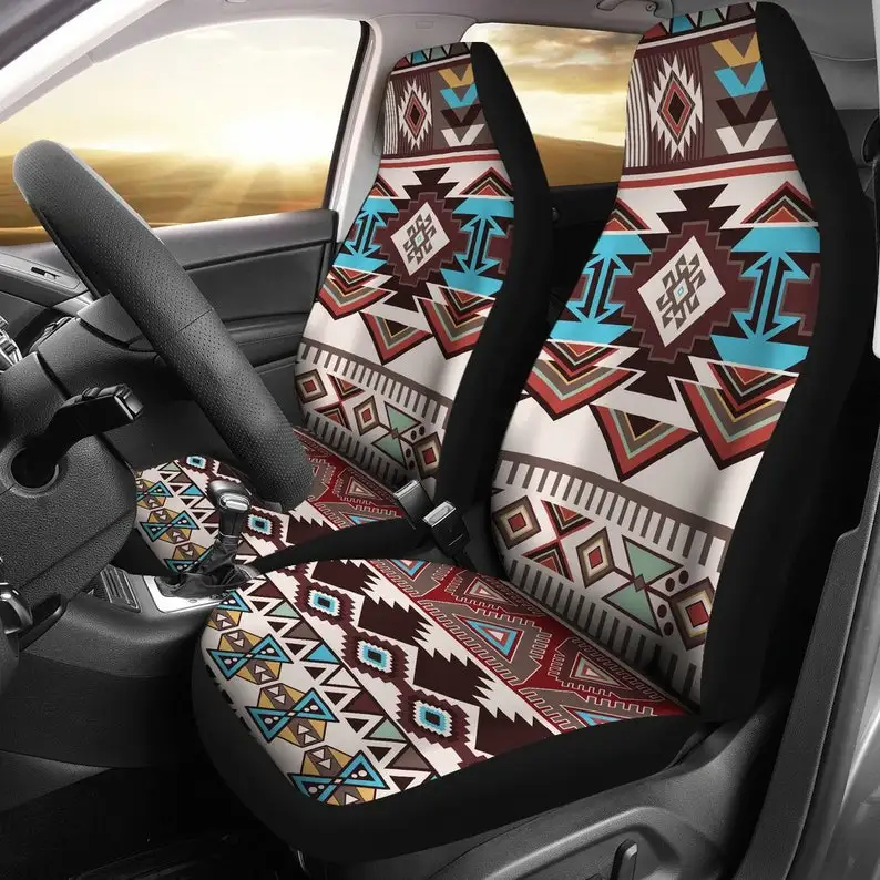 

Brown Boho Chic Bohemian Aztec Car Seat Covers Pair, 2 Front Seat Covers, Seat Cover for Car, Car Seat Protector, Car Accessory