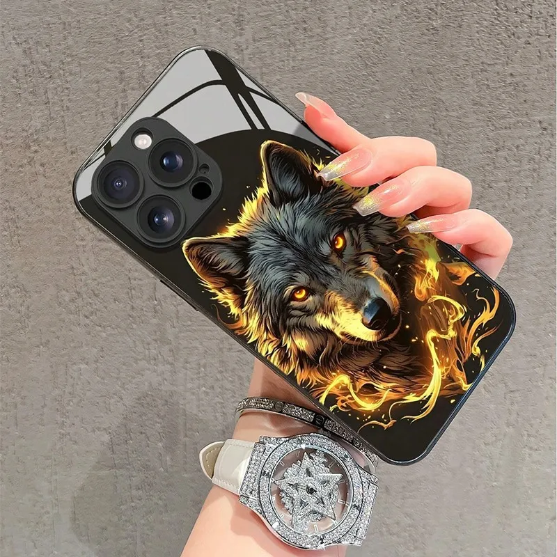 Фото Чехол для телефона Cool Red Fierce Wolf King Graphic Glass для Samsung A07 A26 A36 A56 A16 A55 A35 A14 A34 A54 A24 A25 A34 A54 A24 4G 5G №2