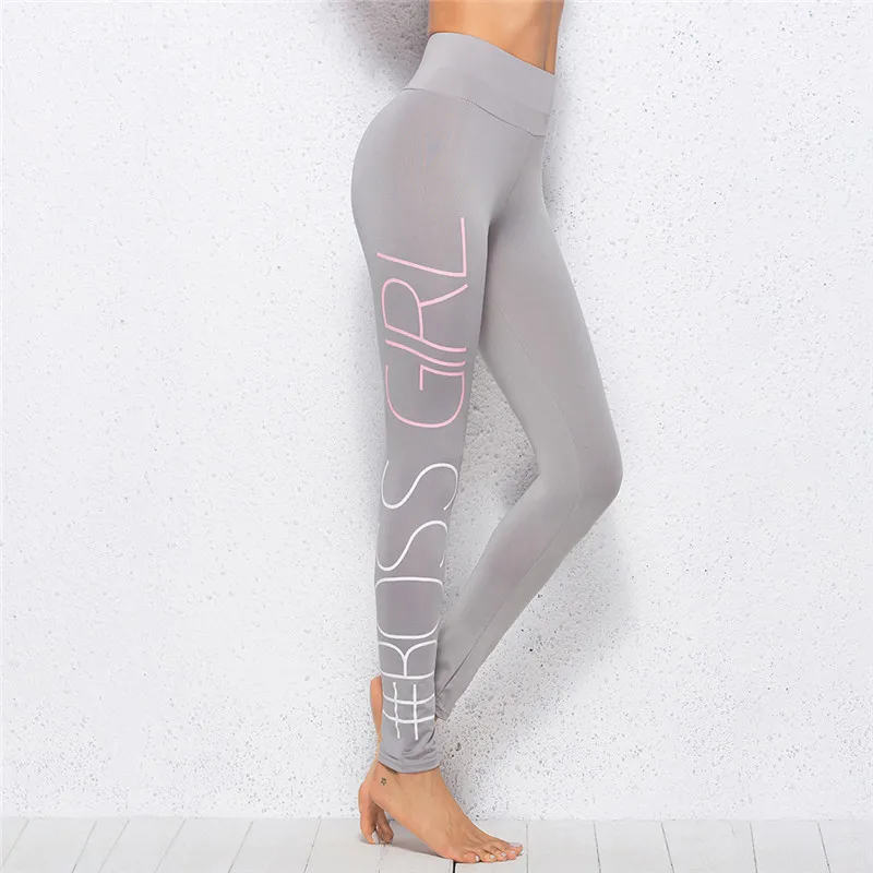 

Women Workout Leggings Fashion Side Letters Print Skinny Leggings High Waist Push Up Mujer Leggings Women Breathable Slim Pants