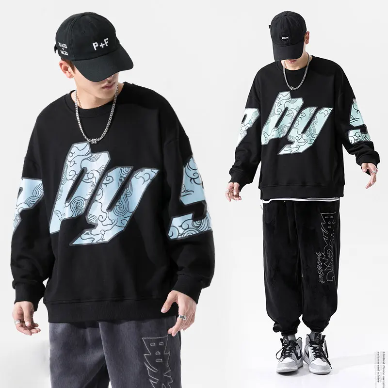 

Модная брендовая мужская одежда Techwear с капюшоном, Свободный Повседневный пуловер большого размера с круглым вырезом, топы в стиле панк, аль...