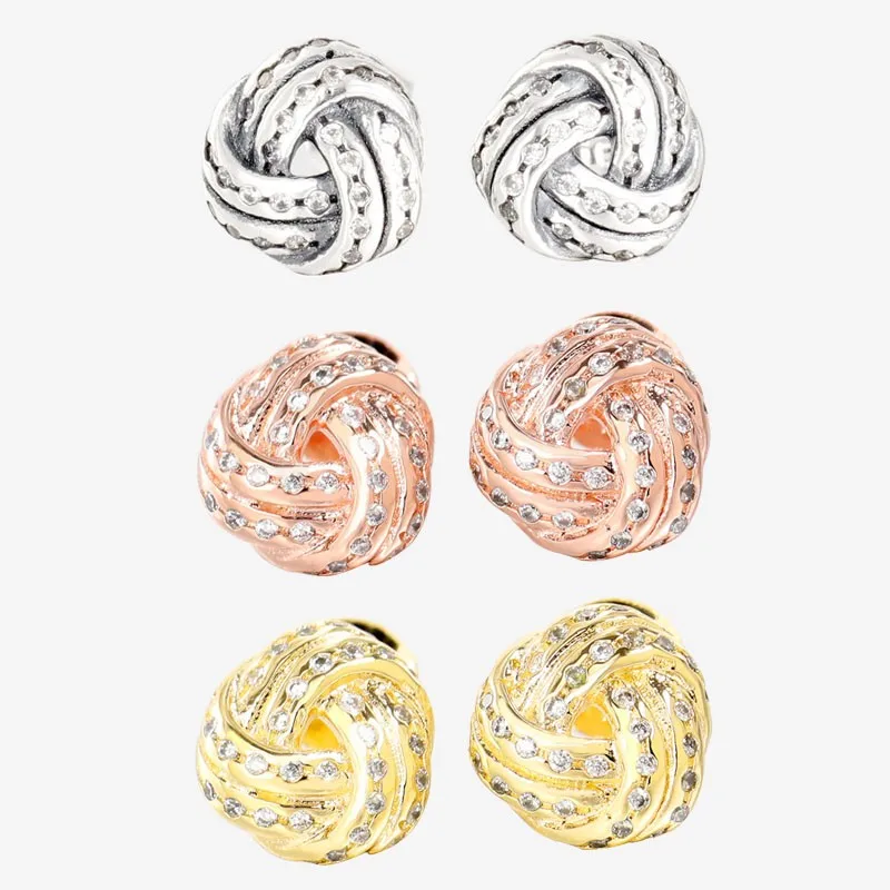 

Authentic S925 Sterling Silver Shining Retro Concentric Knot Twist Earrings Women's Fashion Silver Earrings Jewelry Gifts