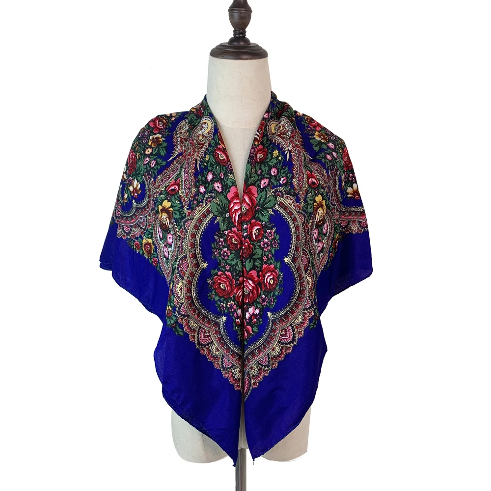 100*100 см русский квадратный шарф женский роскошный цветочный принт бандана шаль