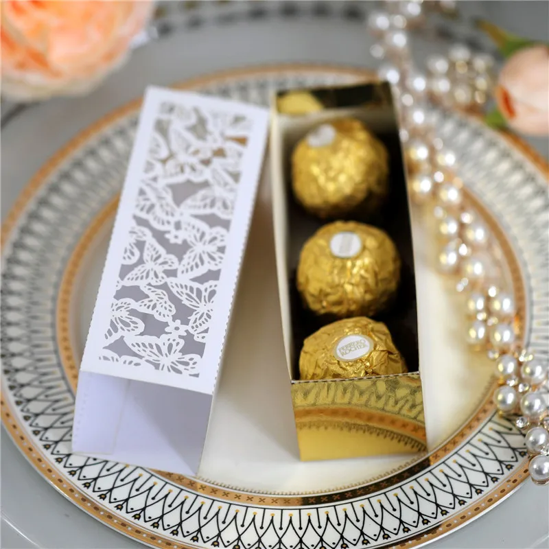 

10pcs Pearl Paper Wedding Dragees Box Birthday Party Candy Gift Drawer Box with Butterfly Chocolate Packaging Box Supply