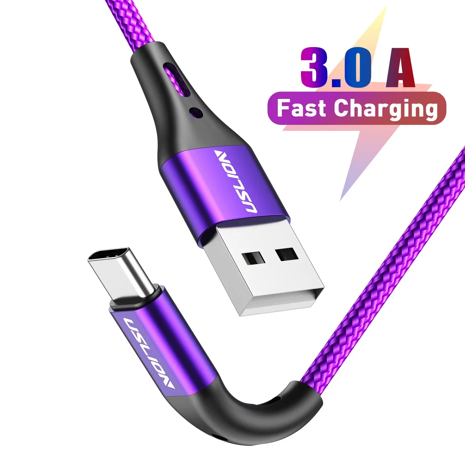 

3A USB Type C Data Cable For Samsung Galaxy S10 S9 Xiaomi Redmi Note 7 Huawei Fast Charging Mobile Phone Chargers 1m 2m 3m