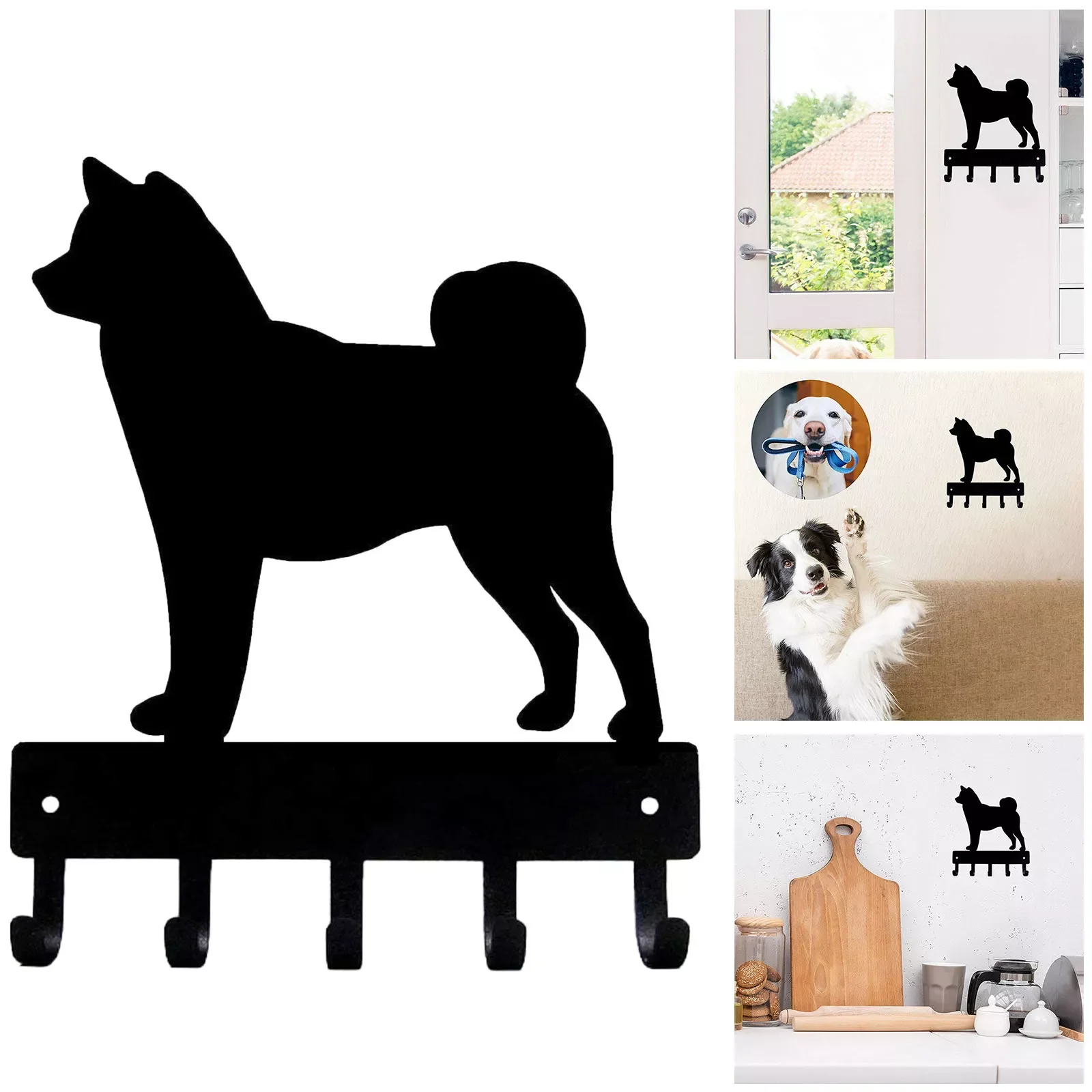 

NEW2023 Dog Key Holder For Wall Small 6x5 Inch With 5 Hooks Dog Lover Gifts Home Décor Ceiling Hooks for Lights Drill Hanger