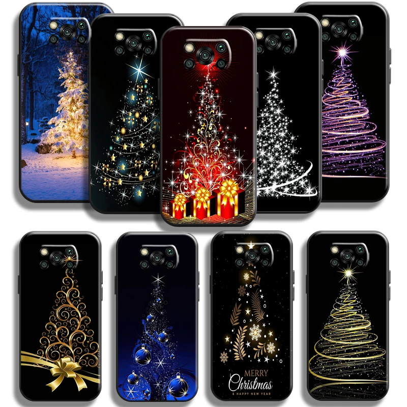 

Merry Christmas Tree Deer For Xiaomi Poco X3 Pro NFC Poco X3 GT Phone Case Soft Liquid Silicon Coque Black Silicone Cover