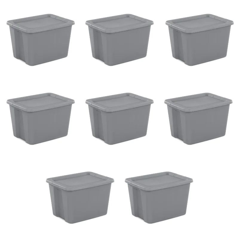 

Sterilite 18 Gallon Tote Box Plastic, Gray, Set of 8