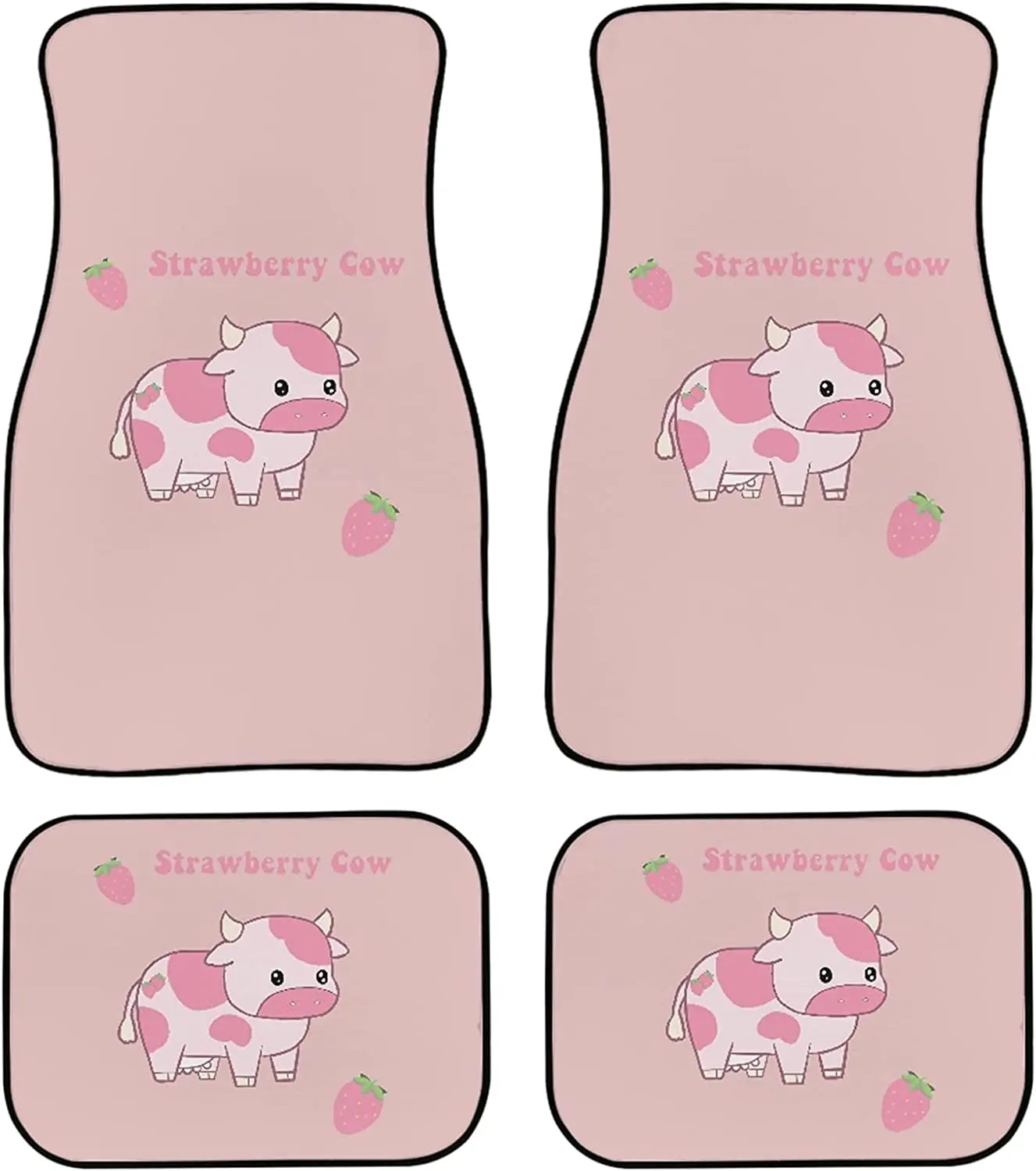 

ZPINXIGN Pink Car Floor Mat for Women Strawberry Cow Full Coverage Carpet Kawaii Car Interior for SUV Truck Universal Non-Slip R
