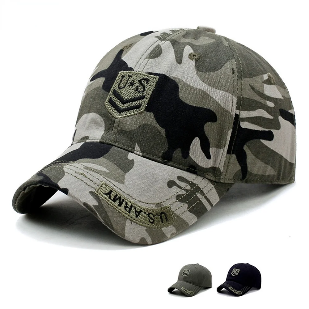 

Outdoor Camouflage Army Embroidered Baseball Caps Men's Spring Summer Sports Sun Hats Jogging Hunting Sunshade Snapback Cap