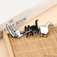1 pc ins tide creative cartoon cat goose game game big goose brooch cute enamel white goose badge all match clothing accessories