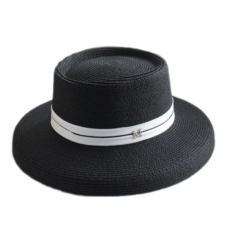 

Шляпа женская Соломенная с плоскими полями, Панама, Пляжная шапка в стиле кэжуал, лето