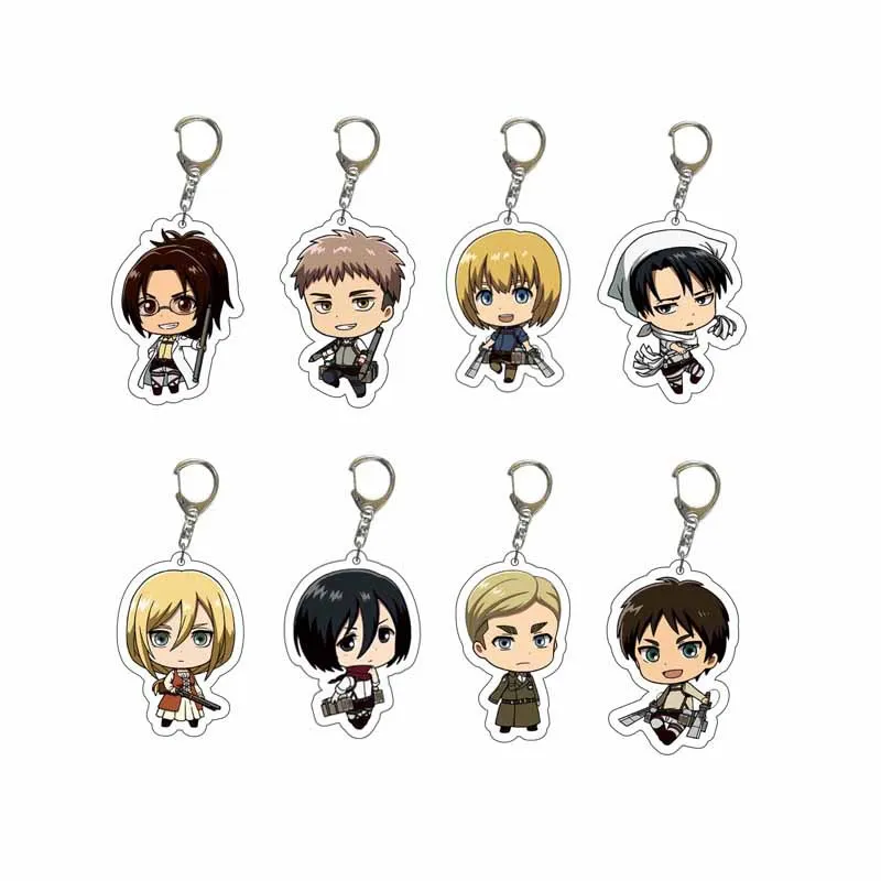

Attack on Titan Rivaille Levi Ackerman Eren Jaeger Anime Action Figure Acrylic Keychain Key Chain for Friend DIY Gift