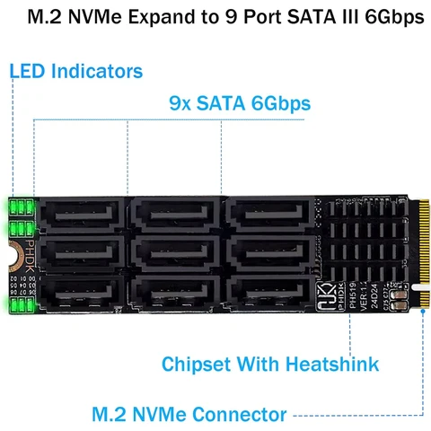IRhasta адаптер M.2 NVME на 9 портов SATA3.0
