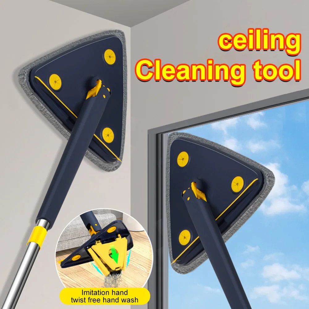 

360° Rotatable Triangular Cleaning Mop Upgrade Squeeze Rotary Mop Window Wiper Floor Glass Ceiling Wall Cleaner Broom Clean Tool