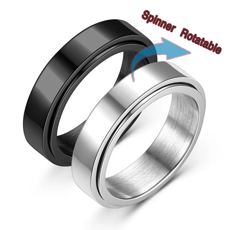 

Men Decompression Swivel Ring Anti-Anxiety Relief Stress Jewelry Accessory Cool Classic Stainless Steel Swivel Punk Jewelry Ring