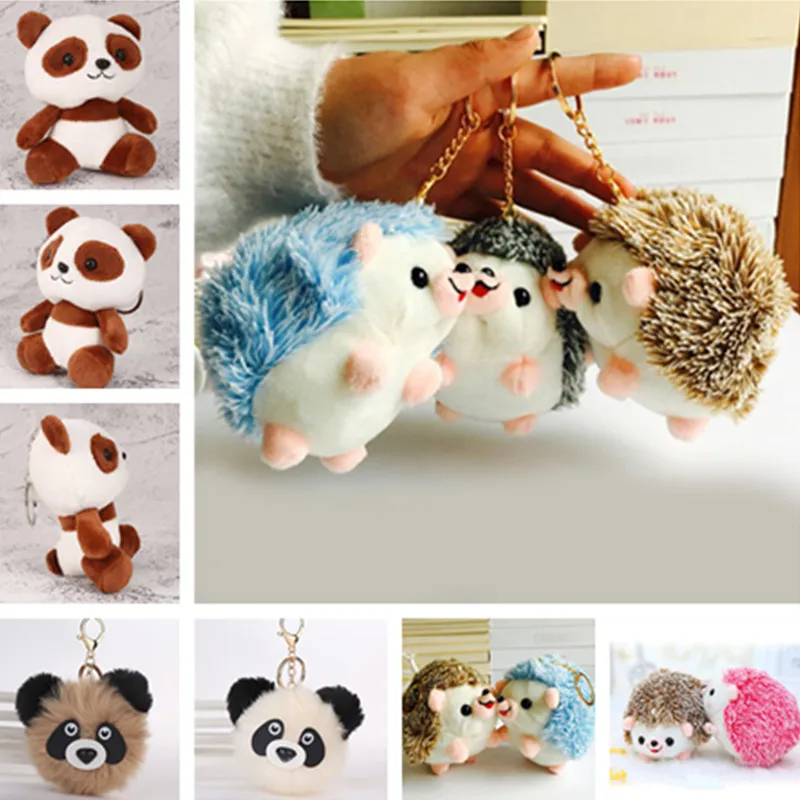 

12CM Plush Hedgehog Toys Key Chain Ring Pendant Plush Toy Animal Stuffed Anime Car Fur Gifts For Women Girl Toys Doll1PC