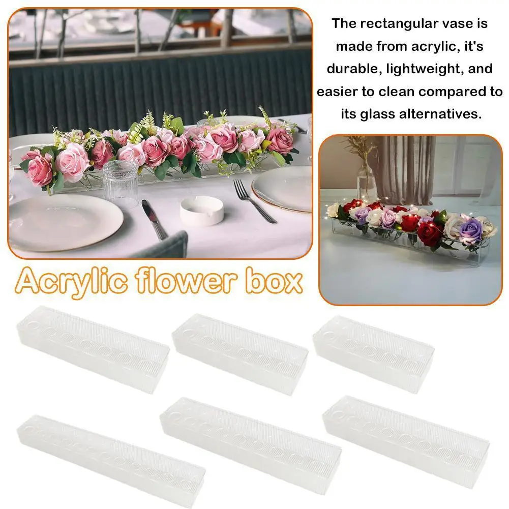 

Прозрачная прямоугольная акриловая ваза с крышкой, цветочный обеденный стол, современный дизайн, Подарочная коробка с цветами, украшение для свадьбы, семейного обеда