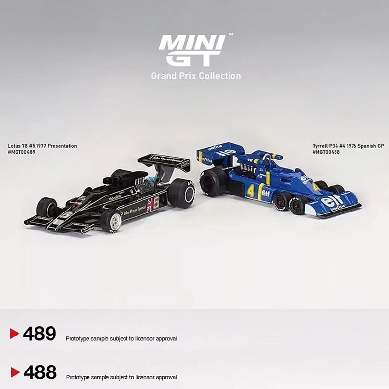 

MINI GT 1:64 Model Car Tyrrell P34 #4 1976 Spanish GP & Lotus 78 #5 1977 Presentation Alloy Running Vehicle# 488