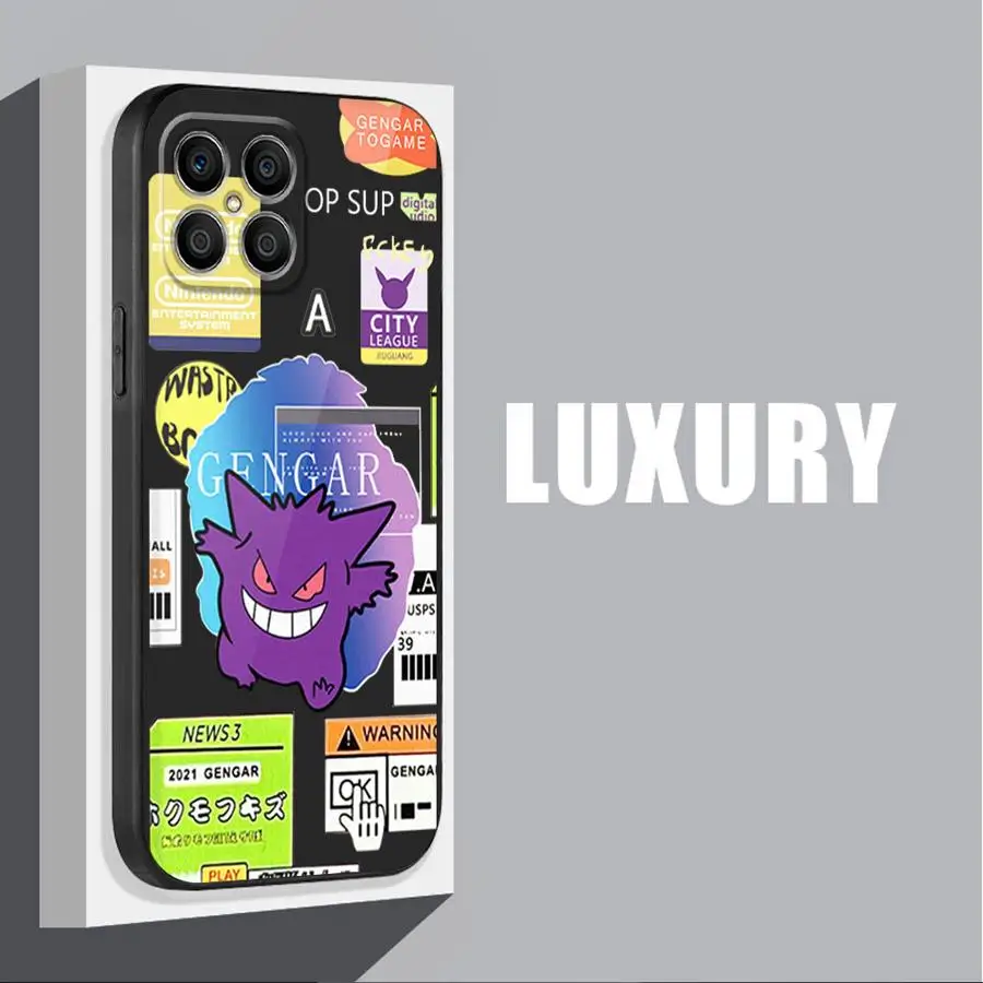 Luxury P-okemon Gengar Phone Case for Honor X9a 5G 90 X8 4G X8a X7b X9b X8b 70 X6 8X Magic5 Lite Silicone Cover