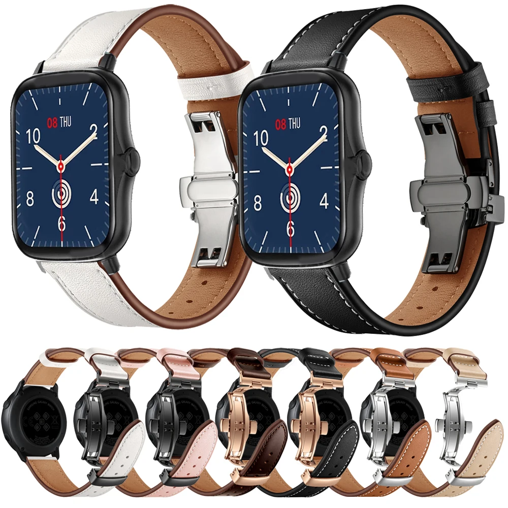 

Leather Watch Strap For COLMI P8 Plus Pro P9 P12 V23 V31 Land 2S Watch Band 20mm Butterfly Buckle Wristband Bracelet Accessories