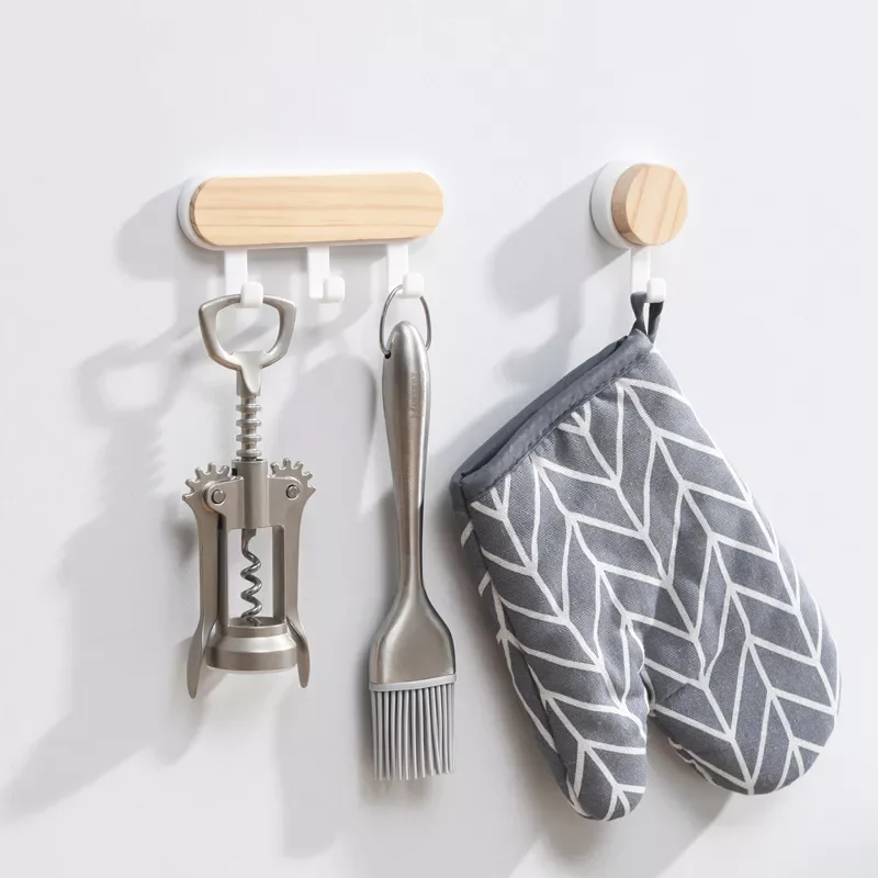 

1Pc Decorative Wall Wood Hooks Coat Scarf Bag Hanger Kitchen Accessories Organizer Hook Home Decor Storage Rack Behind Door Hook