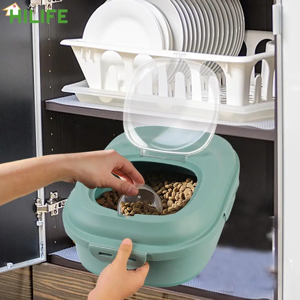 

23L Rice Storage Bucket Dry Cat Food Box Bag Pet Dog Food Storage Container With Measuring Cup for Moisture Proof Seal