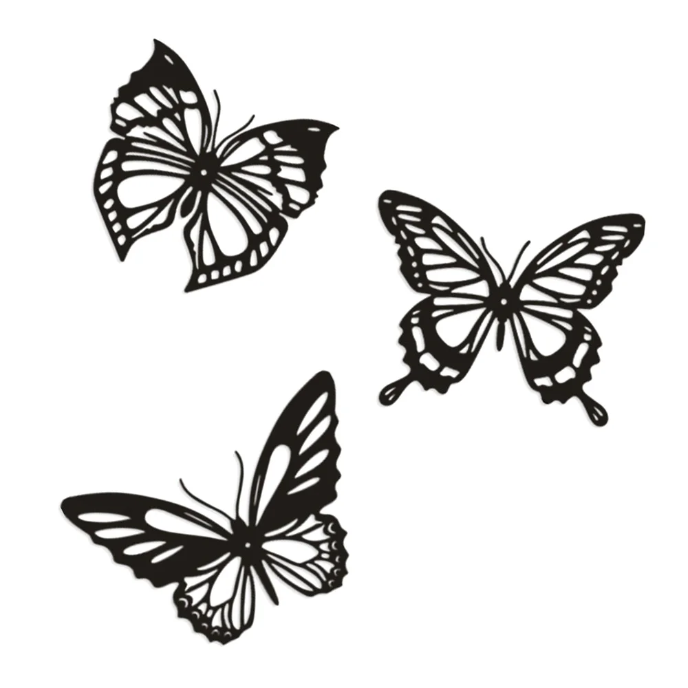 

3Pcs Butterfly Metal Wall Decor Black Butterfly Metal Wall Hanging Decor Farmhouse Rustic Home Office Bedroom